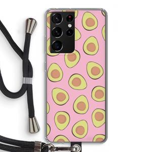 CaseCompany Dancing avocados: Samsung Galaxy S21 Ultra Transparant Hoesje met koord
