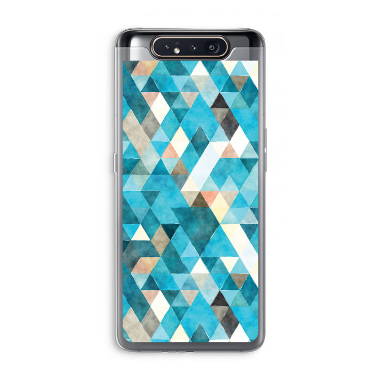 CaseCompany Gekleurde driehoekjes blauw: Samsung Galaxy A80 Transparant Hoesje