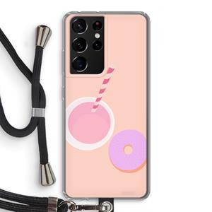 CaseCompany Donut: Samsung Galaxy S21 Ultra Transparant Hoesje met koord