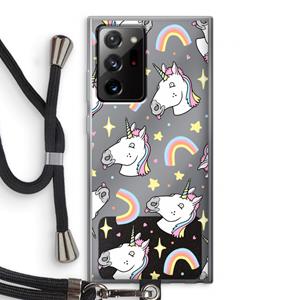CaseCompany Rainbow Unicorn: Samsung Galaxy Note 20 Ultra / Note 20 Ultra 5G Transparant Hoesje met koord