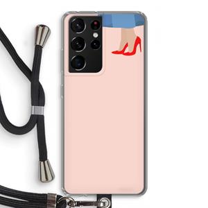 CaseCompany High heels: Samsung Galaxy S21 Ultra Transparant Hoesje met koord