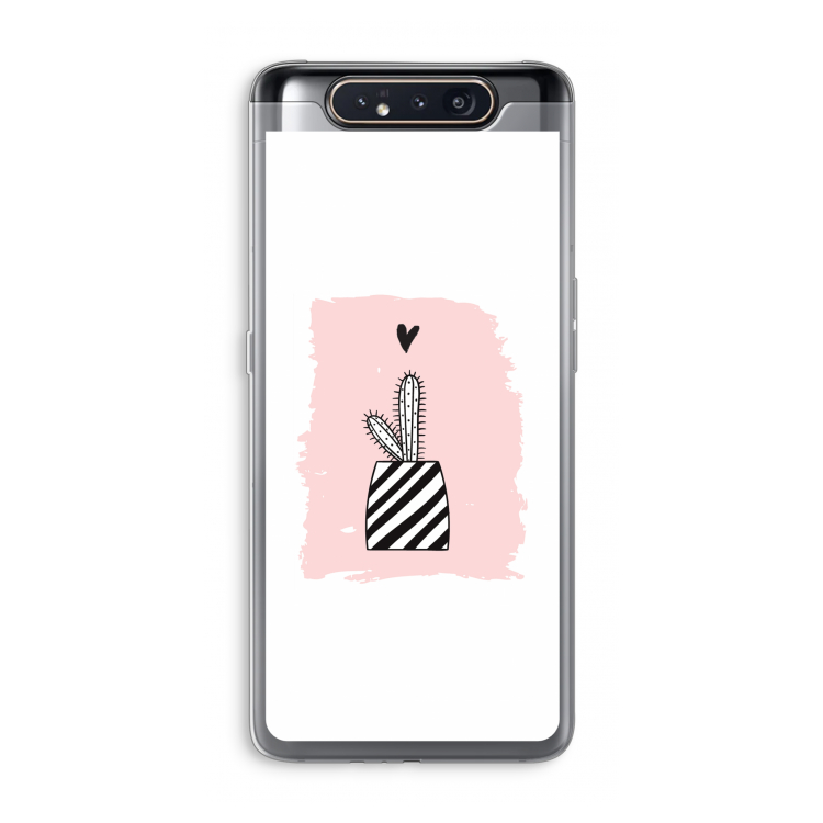 CaseCompany Zwart-wit cactus: Samsung Galaxy A80 Transparant Hoesje