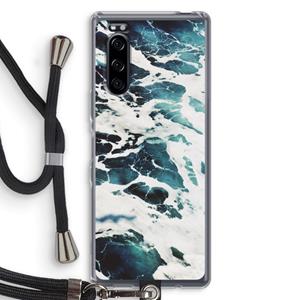 CaseCompany Golven: Sony Xperia 5 Transparant Hoesje met koord