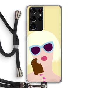 CaseCompany Ice cream: Samsung Galaxy S21 Ultra Transparant Hoesje met koord