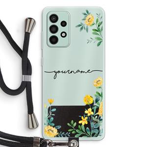 CaseCompany Gele bloemen: Samsung Galaxy A52s 5G Transparant Hoesje met koord