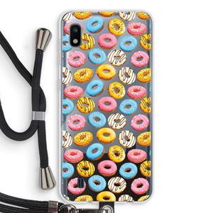 CaseCompany Pink donuts: Samsung Galaxy A10 Transparant Hoesje met koord