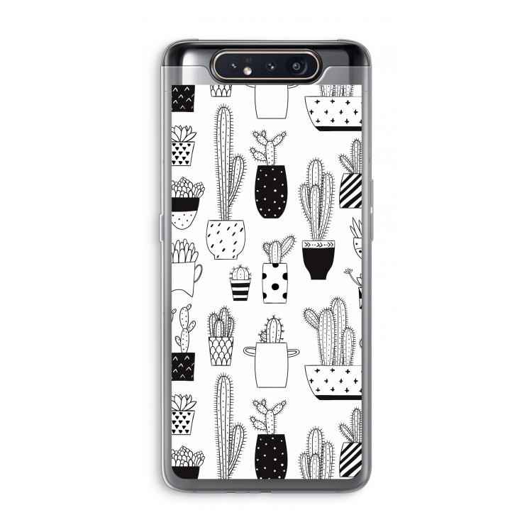 CaseCompany Cactusmotief: Samsung Galaxy A80 Transparant Hoesje