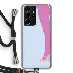 CaseCompany Pink panty: Samsung Galaxy S21 Ultra Transparant Hoesje met koord