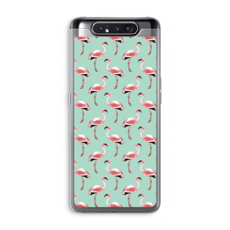 CaseCompany Flamingoprint groen: Samsung Galaxy A80 Transparant Hoesje