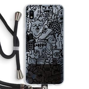 CaseCompany Vexx Black Mixtape: Samsung Galaxy A10 Transparant Hoesje met koord