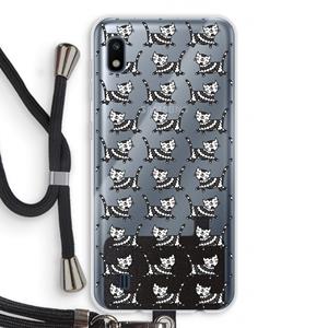 CaseCompany Zwarte poes: Samsung Galaxy A10 Transparant Hoesje met koord