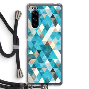 CaseCompany Gekleurde driehoekjes blauw: Sony Xperia 5 Transparant Hoesje met koord