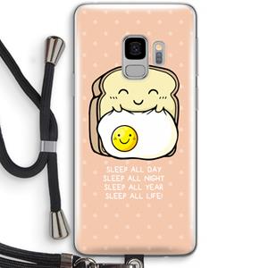 CaseCompany Sleep All Day: Samsung Galaxy S9 Transparant Hoesje met koord