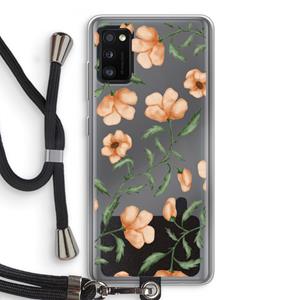 CaseCompany Peachy flowers: Samsung Galaxy A41 Transparant Hoesje met koord