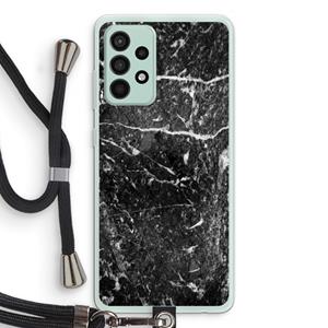 CaseCompany Zwart marmer: Samsung Galaxy A52s 5G Transparant Hoesje met koord