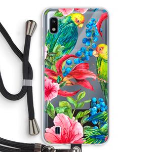 CaseCompany Papegaaien: Samsung Galaxy A10 Transparant Hoesje met koord