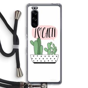 CaseCompany I love cacti: Sony Xperia 5 Transparant Hoesje met koord