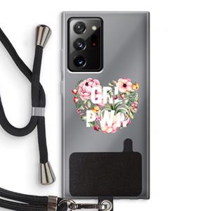 CaseCompany GRL PWR Flower: Samsung Galaxy Note 20 Ultra / Note 20 Ultra 5G Transparant Hoesje met koord
