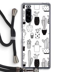 CaseCompany Cactusmotief: Sony Xperia 5 Transparant Hoesje met koord
