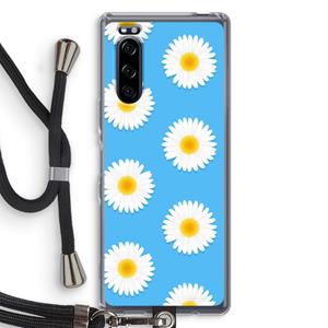 CaseCompany Margrietjes: Sony Xperia 5 Transparant Hoesje met koord