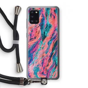 CaseCompany Electric Times: Samsung Galaxy A31 Transparant Hoesje met koord