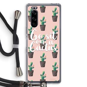 CaseCompany Cactus quote: Sony Xperia 5 Transparant Hoesje met koord