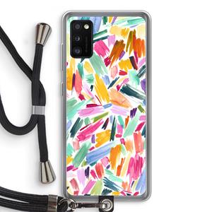 CaseCompany Watercolor Brushstrokes: Samsung Galaxy A41 Transparant Hoesje met koord