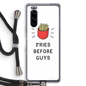 CaseCompany Fries before guys: Sony Xperia 5 Transparant Hoesje met koord