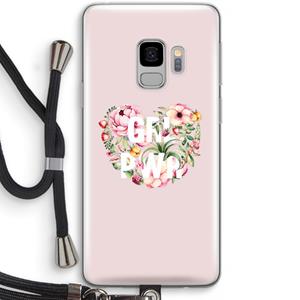 CaseCompany GRL PWR Flower: Samsung Galaxy S9 Transparant Hoesje met koord