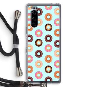 CaseCompany Donuts: Sony Xperia 5 Transparant Hoesje met koord