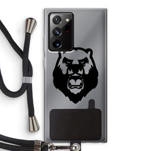 CaseCompany Angry Bear (black): Samsung Galaxy Note 20 Ultra / Note 20 Ultra 5G Transparant Hoesje met koord