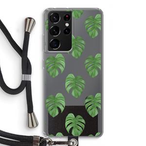 CaseCompany Monstera leaves: Samsung Galaxy S21 Ultra Transparant Hoesje met koord