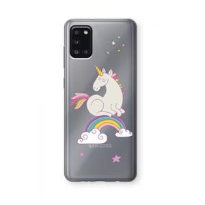 CaseCompany Regenboog eenhoorn: Samsung Galaxy A31 Transparant Hoesje