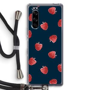 CaseCompany Framboosjes: Sony Xperia 5 Transparant Hoesje met koord