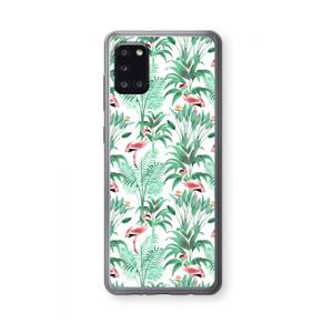 CaseCompany Flamingo bladeren: Samsung Galaxy A31 Transparant Hoesje