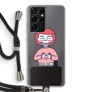 CaseCompany Hartje: Samsung Galaxy S21 Ultra Transparant Hoesje met koord