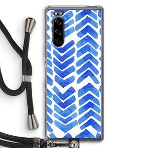 CaseCompany Blauwe pijlen: Sony Xperia 5 Transparant Hoesje met koord