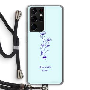 CaseCompany Bloom with grace: Samsung Galaxy S21 Ultra Transparant Hoesje met koord