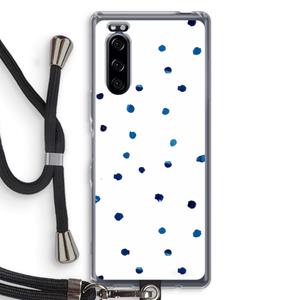 CaseCompany Blauwe stippen: Sony Xperia 5 Transparant Hoesje met koord