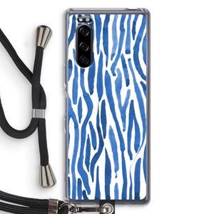 CaseCompany Blauwe nerven: Sony Xperia 5 Transparant Hoesje met koord