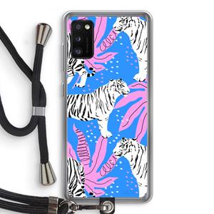 CaseCompany Tijger: Samsung Galaxy A41 Transparant Hoesje met koord