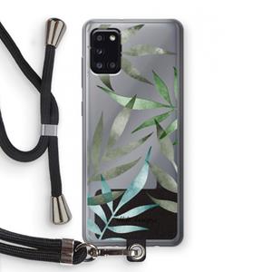 CaseCompany Tropical watercolor leaves: Samsung Galaxy A31 Transparant Hoesje met koord