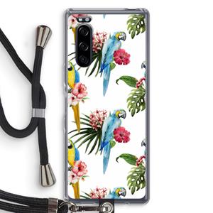 CaseCompany Kleurrijke papegaaien: Sony Xperia 5 Transparant Hoesje met koord