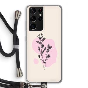 CaseCompany Roses are red: Samsung Galaxy S21 Ultra Transparant Hoesje met koord