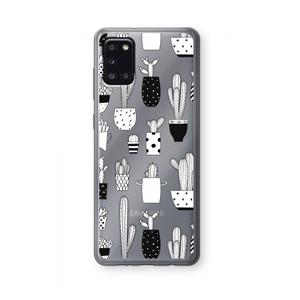 CaseCompany Cactusmotief: Samsung Galaxy A31 Transparant Hoesje