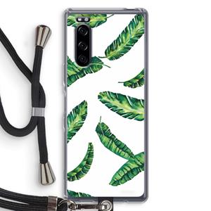 CaseCompany Lange bladeren: Sony Xperia 5 Transparant Hoesje met koord