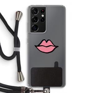 CaseCompany Kusje: Samsung Galaxy S21 Ultra Transparant Hoesje met koord