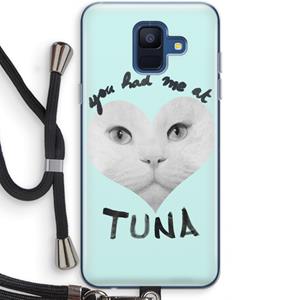 CaseCompany You had me at tuna: Samsung Galaxy A6 (2018) Transparant Hoesje met koord