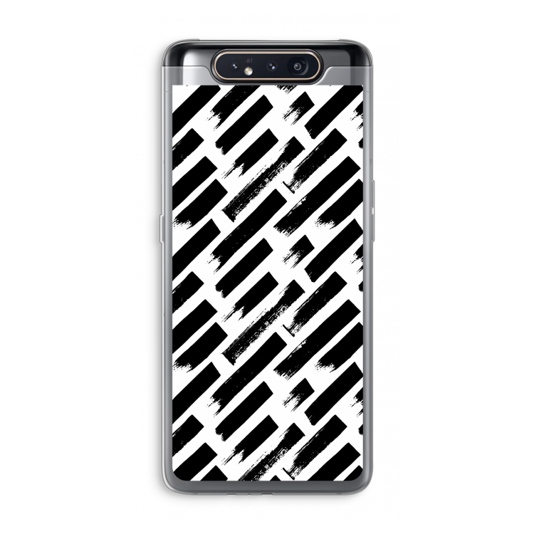 CaseCompany Zwarte vegen: Samsung Galaxy A80 Transparant Hoesje