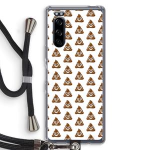 CaseCompany Poop emoji: Sony Xperia 5 Transparant Hoesje met koord